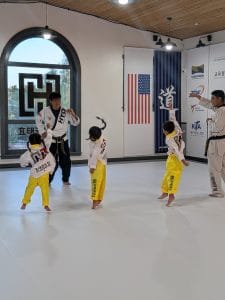 Children participating in a martial arts day camp filled with games, fitness, and leadership activities at HYO Martial Arts serving Temecula and Murrieta California