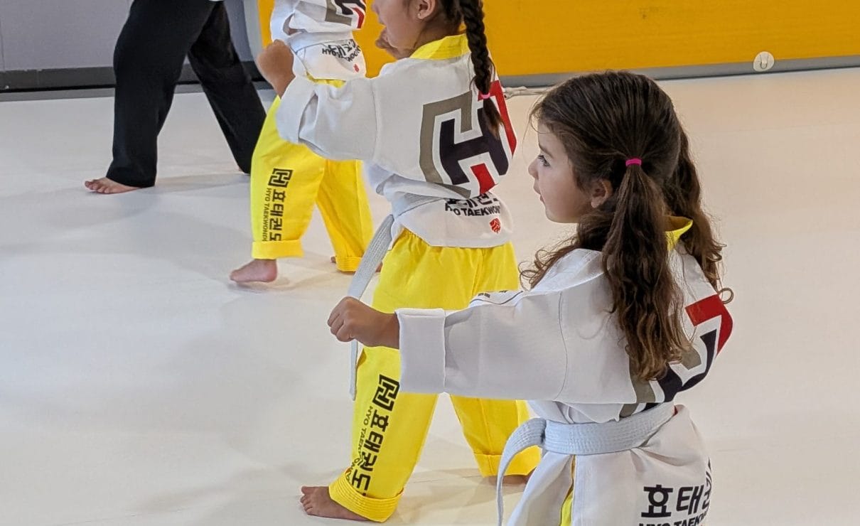 Children participating in an after school enrichment program through Taekwondo training at HYO Martial Arts serving Temecula and Murrieta California